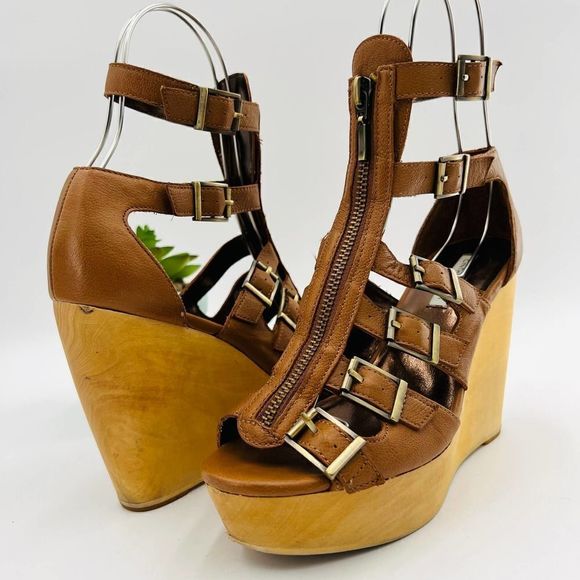 Cynthia Vincent Pacey Gladiator Brown Wedge Size 7.5 - Picture 4 of 16